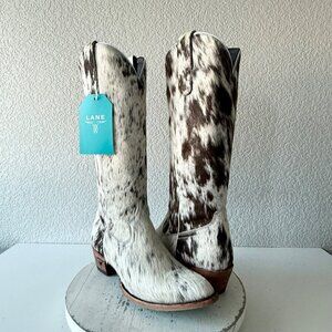 Lane Boots Womens Cowhide Cowboy Boots Tall Brown Western Cow Skin Size 10 NEW